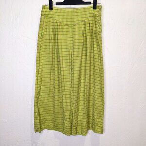 Gudrun Sjoden Cropped Wide Leg Pants Womens M Bright Lagenlook Plaid Trouser